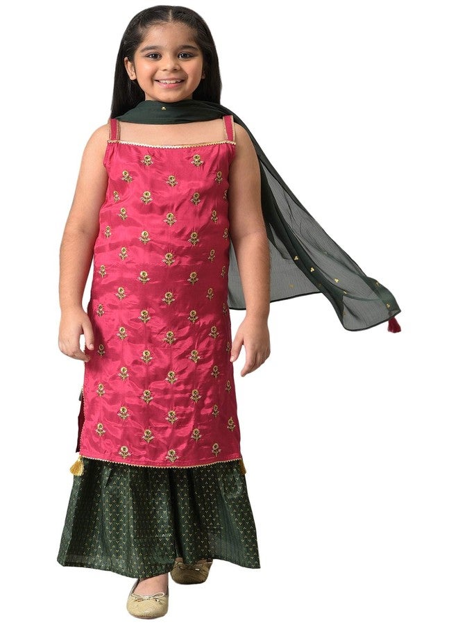 Aurelia Girl's Viscose Kurta & Sharara & Dupatta (22AUG10274B-604672_Pink
