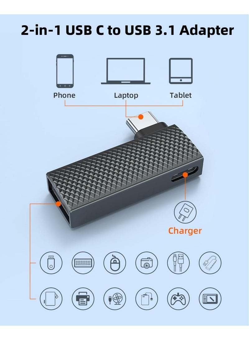 SOLARAE 2-in-1 USB C to USB 3.1 Adapter with 100W Type C Charging Port, Thunderbolt 4/3 OTG Converter for Meta Quest 2, Steam Deck, Rog Ally, iPhone 15 Series, iPad, MacBook and More (Space Grey) - Image 2