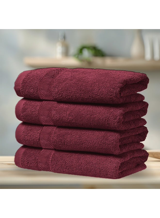 REST Bath Sheet   Set of 4 Burgundy Cotton Bath Sheet  100x150cm , 39x59 inch Absorbent Cotton Hotel Quality Quick-Dry Durable Comfortable Stylish Thick Bath Sheet Set Machine Washable - Image 1
