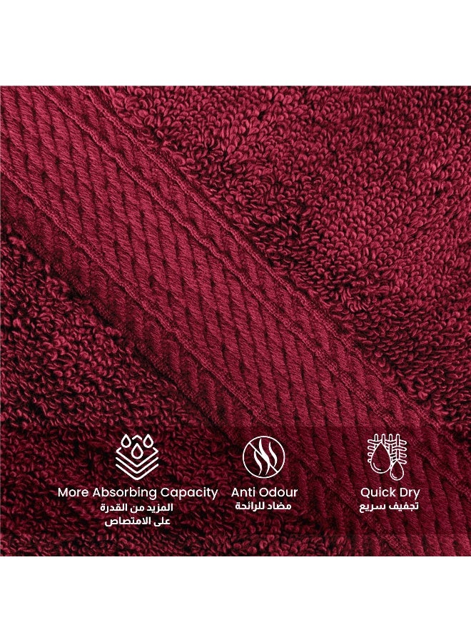 REST Bath Sheet   Set of 4 Burgundy Cotton Bath Sheet  100x150cm , 39x59 inch Absorbent Cotton Hotel Quality Quick-Dry Durable Comfortable Stylish Thick Bath Sheet Set Machine Washable - Image 3