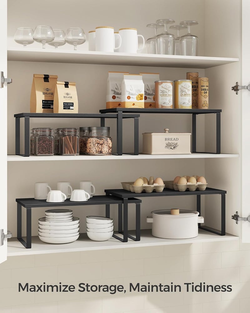 Silant Makers Modular Kitchen Storage Shelves, 2-Pack – Stackable & Multi-Use Organizer for Cabinets | Kitchen Countertop Shelf – Perfect for Cabinet, Pantry & Cupboards | (Charcoal Black, 15.6" W) - Image 5