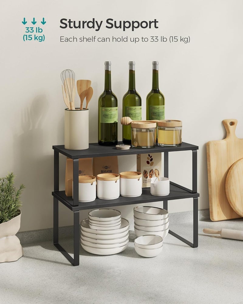 Silant Makers Modular Kitchen Storage Shelves, 2-Pack – Stackable & Multi-Use Organizer for Cabinets | Kitchen Countertop Shelf – Perfect for Cabinet, Pantry & Cupboards | (Charcoal Black, 15.6" W) - Image 4