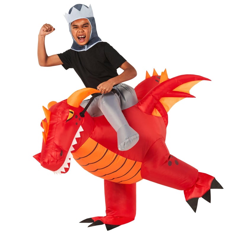 Morph Red Dragon Inflatable Costume Kids Dragon Rider Dinosaur Ride On
