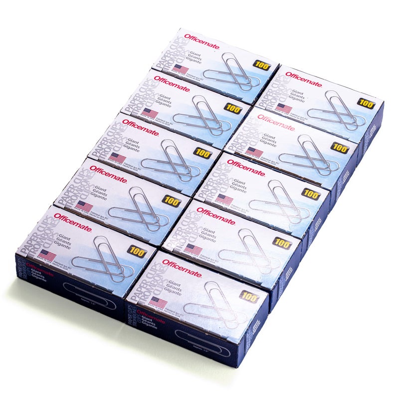 Officemate Giant Paper Clips, Pack of 10 Boxes of 100 Clips Each (1,000 Clips Total) (99914) - Image 1