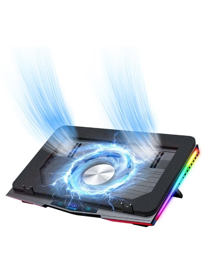 COOLCOLD Gaming Laptop Cooling Pad, RGB Laptop Cooler with 3 Powerful Turbofans, 5 Height Adjustable Laptop Cooling Stand, 5 Fan Speed Touch Control, Seal Memory Foam for Cooling 12-19.3 inch Laptop - Image 1