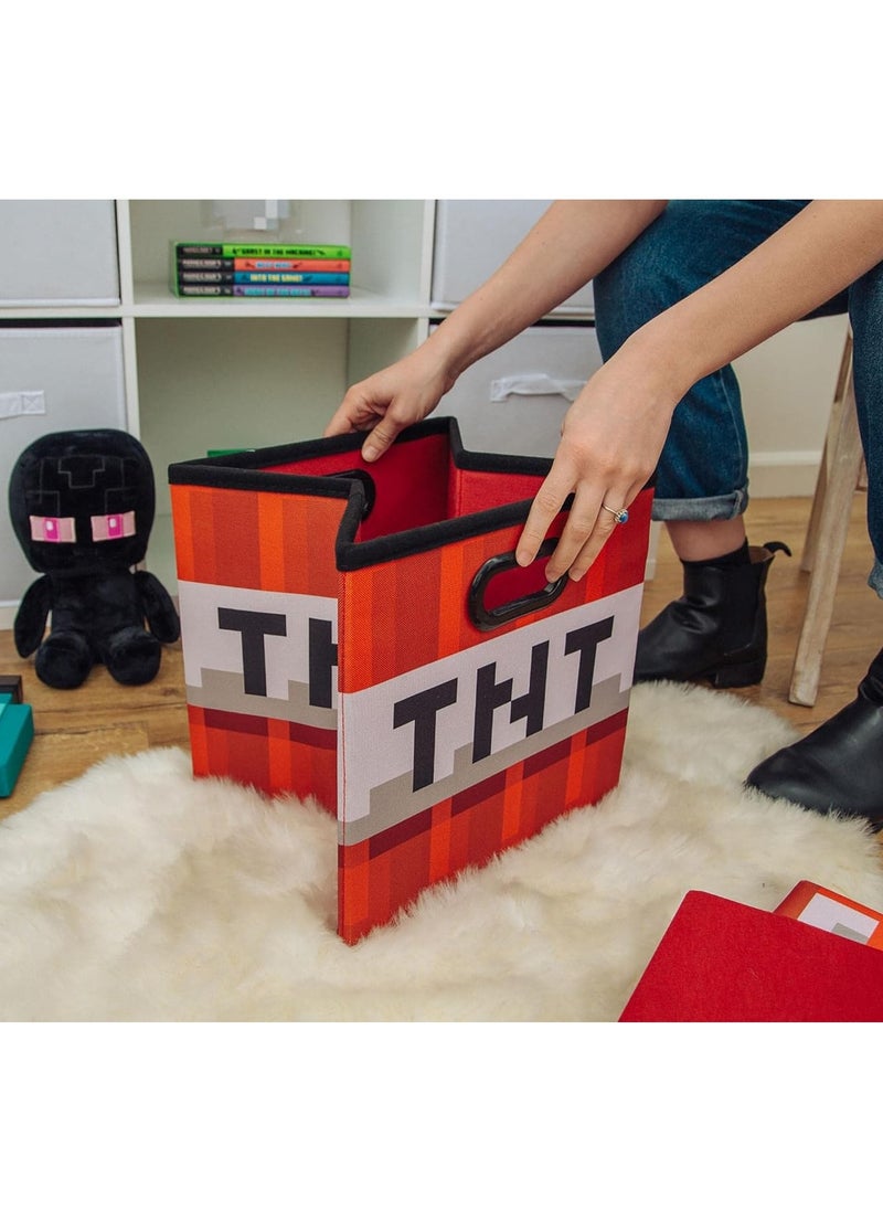 General - Minecraft TNT Block-38cm Lid Storage Container, Foldable Fabric Container, Cube Organizer with Handles, Shelf Compartments, Cabinets - Image 1