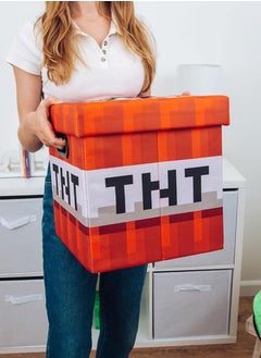 General Minecraft TNT Block-38cm Lid Storage Container, Foldable Fabric Container, Cube Organizer with Handles, Shelf Compartments, Cabinets  - Image 4