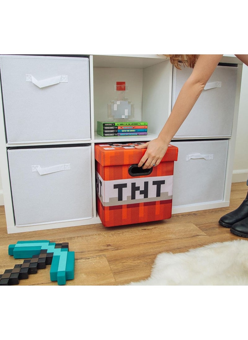 General - Minecraft TNT Block-38cm Lid Storage Container, Foldable Fabric Container, Cube Organizer with Handles, Shelf Compartments, Cabinets - Image 1