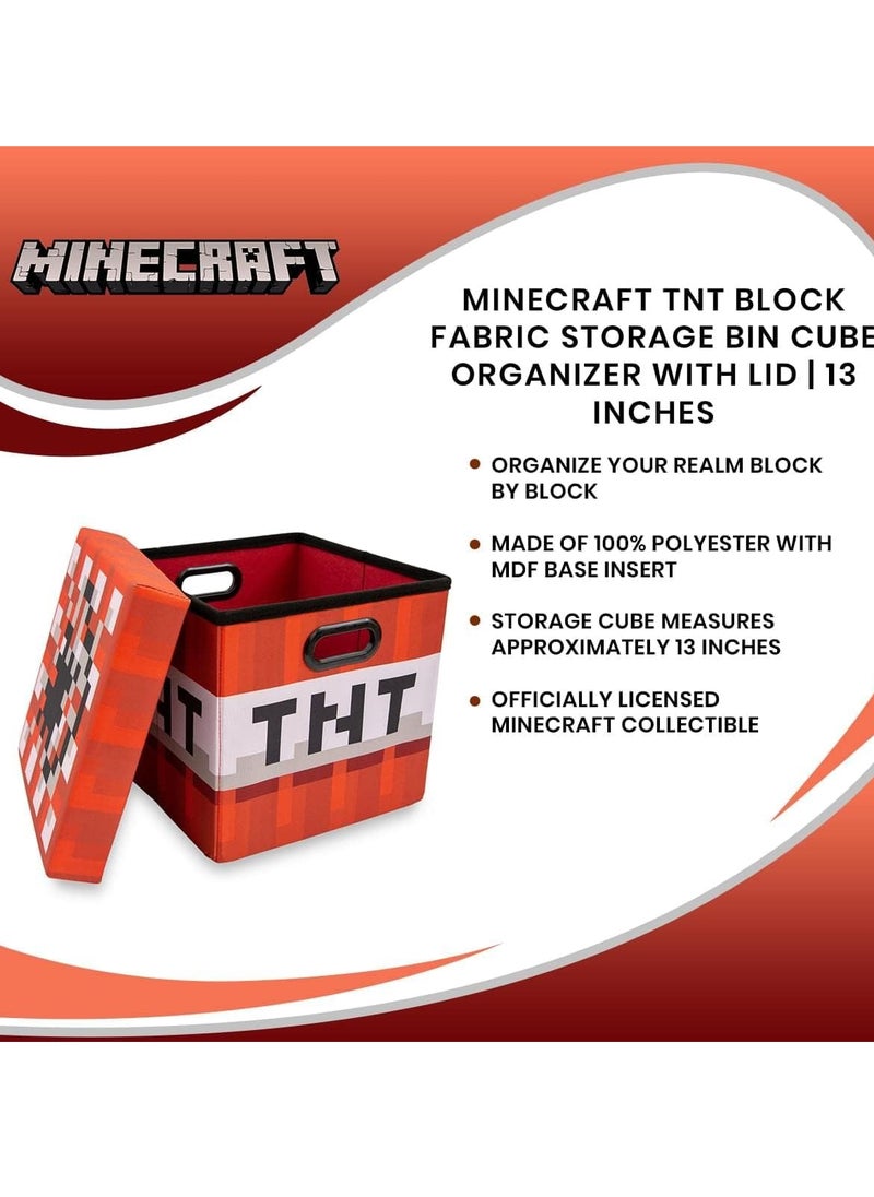 General - Minecraft TNT Block-38cm Lid Storage Container, Foldable Fabric Container, Cube Organizer with Handles, Shelf Compartments, Cabinets - Image 1