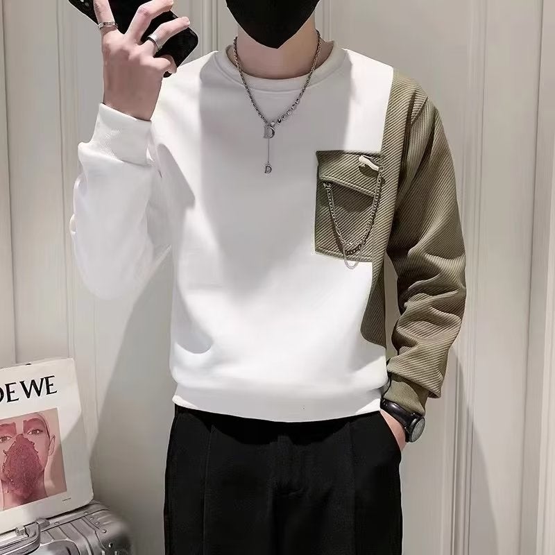 Cross-border Spring T-shirt Men's Long-sleeved Trendy Brand Sweater Spring and Autumn Men's Top 2023 New High-end Base Shirt - Image 3