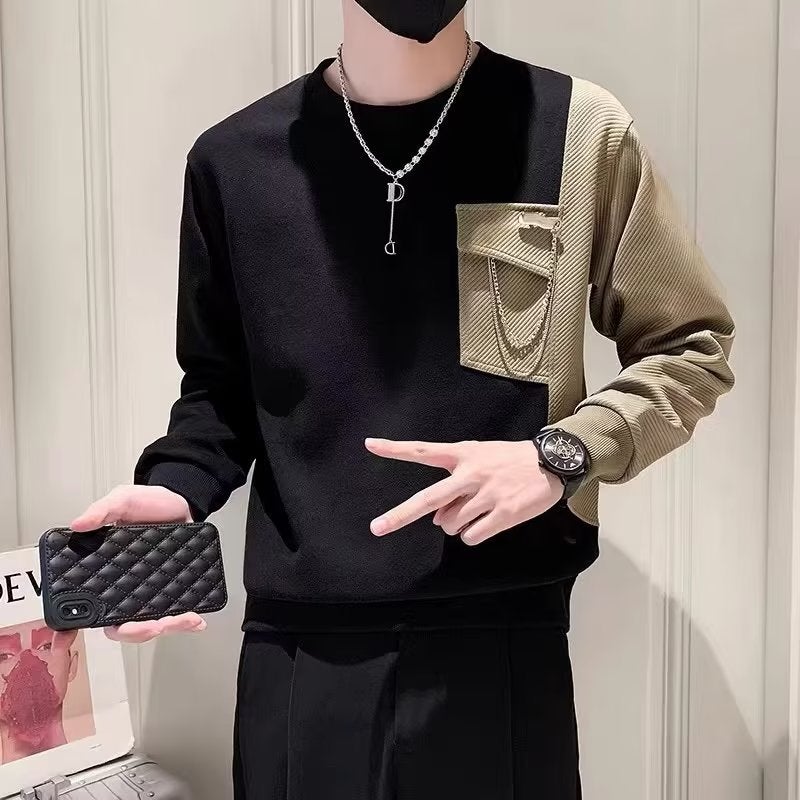 Cross-border Spring T-shirt Men's Long-sleeved Trendy Brand Sweater Spring and Autumn Men's Top 2023 New High-end Base Shirt - Image 2