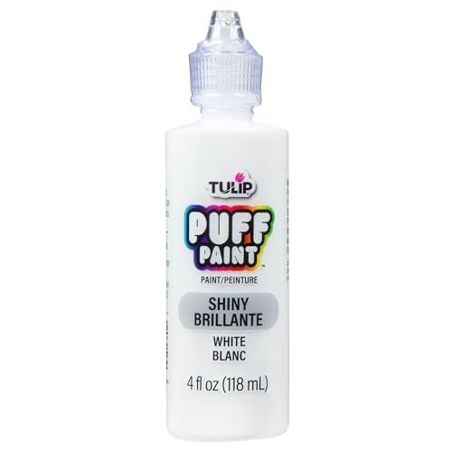 Tulip Puff Fabric Paint , Permanent Craft Paint for Clothes, DIY Projects, Notoxic, 4 fl oz, Shiny White - Image 1