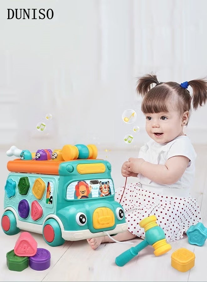 DUNISO Pounding Toys for Toddlers Early Educational Toy Pull Along Bus Gopher Toy 6in1 Baby Sensory Toys Playing Hammering Game Children's Puzzle Baby Toy Grasping Handle Hammering Game for Toddler Kid Boy Girl - Image 1