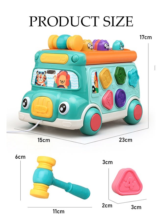 DUNISO Pounding Toys for Toddlers Early Educational Toy Pull Along Bus Gopher Toy 6in1 Baby Sensory Toys Playing Hammering Game Children's Puzzle Baby Toy Grasping Handle Hammering Game for Toddler Kid Boy Girl - Image 4