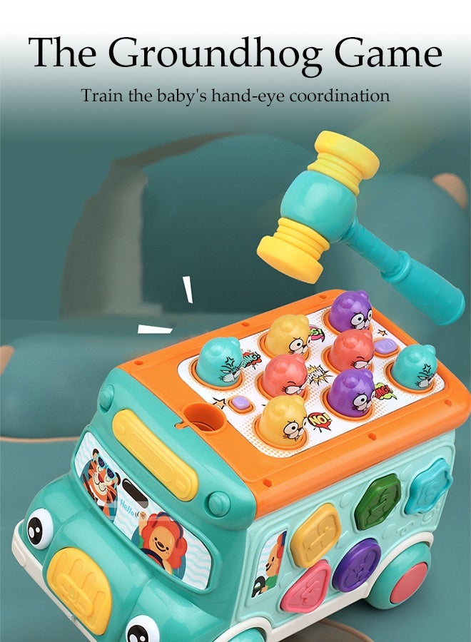 DUNISO Pounding Toys for Toddlers Early Educational Toy Pull Along Bus Gopher Toy 6in1 Baby Sensory Toys Playing Hammering Game Children's Puzzle Baby Toy Grasping Handle Hammering Game for Toddler Kid Boy Girl - Image 3