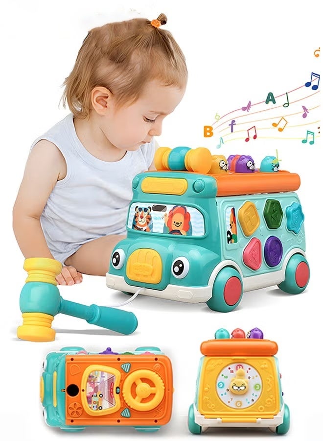 DUNISO Pounding Toys for Toddlers Early Educational Toy Pull Along Bus Gopher Toy 6in1 Baby Sensory Toys Playing Hammering Game Children's Puzzle Baby Toy Grasping Handle Hammering Game for Toddler Kid Boy Girl - Image 2