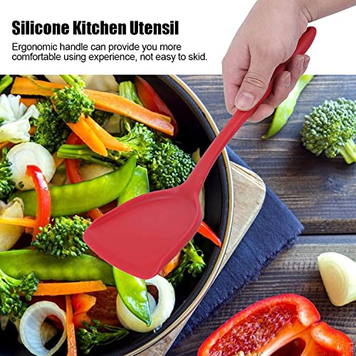 TASKHOUSE Silicone Cooking Utensils Non-Stick Kitchen Tools Spoon, Spatula, Ladle, Skimmer Heat Resistant, Easy to Clean Set – 4 Piece (Red) - Image 2