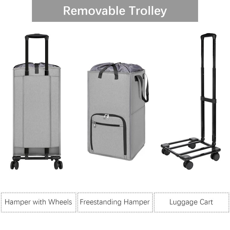 Bukere Rolling Laundry Hamper with Wheels, Large 90L Freestanding Collapsible Laundry Basket Bag for Clothes Storage, Heavy Duty Removable Wheeled Cart for College Dorm Apartment Laundry Room Bathroom - Image 4