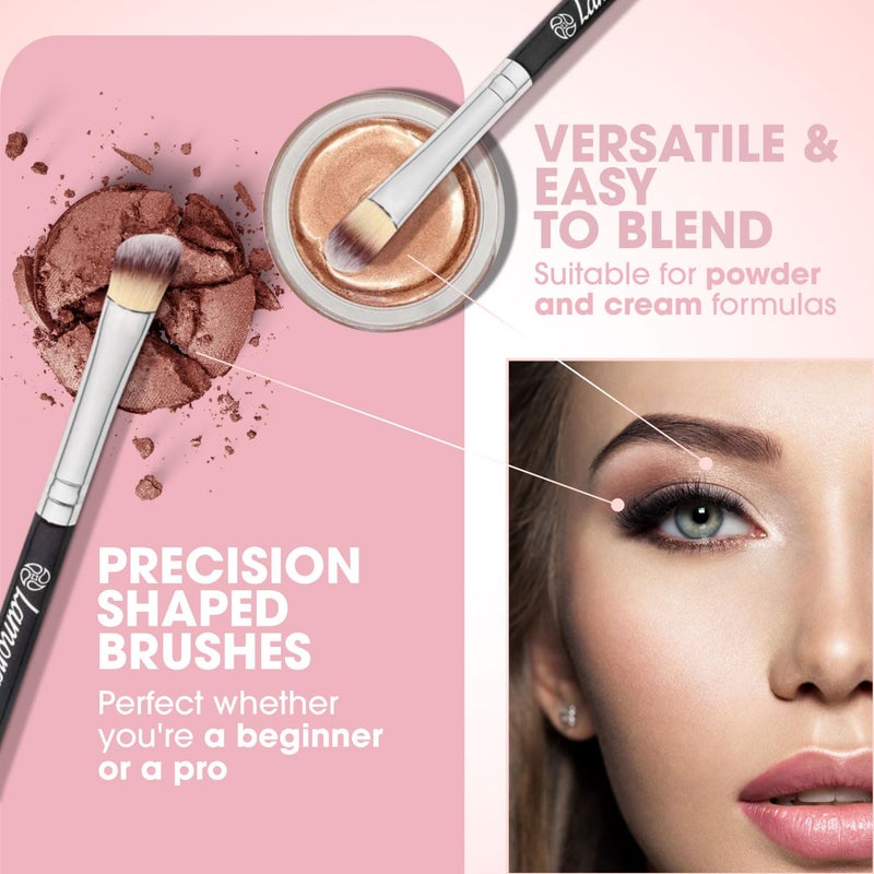 Lamora Eye Makeup Brushes Eyeshadow Brush Set - 7pcs Soft Synthetic Brush Kit - For Blending Eyeshadow, Eyeliner, Crease, Eyebrow - Long Lasting, Apply Better, Flawless Look Makeup - Image 5