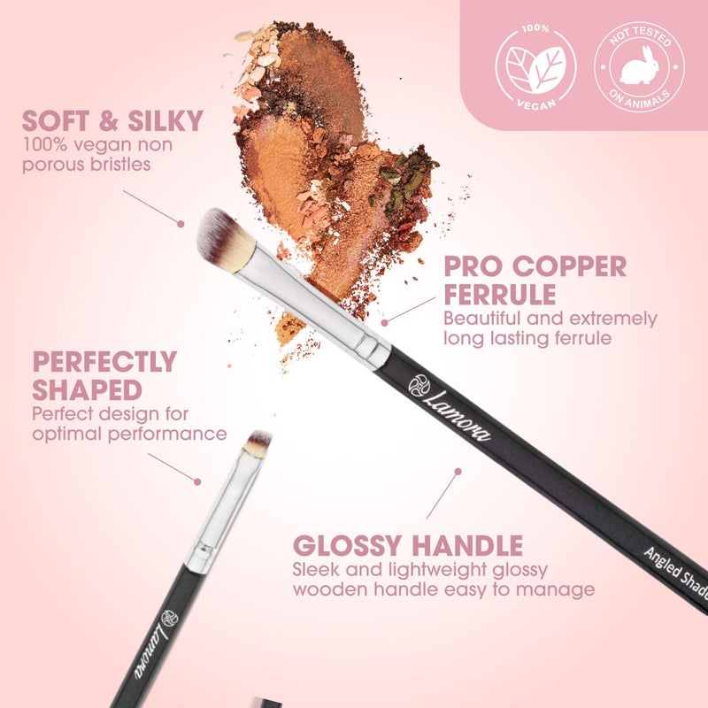 Lamora Eye Makeup Brushes Eyeshadow Brush Set - 7pcs Soft Synthetic Brush Kit - For Blending Eyeshadow, Eyeliner, Crease, Eyebrow - Long Lasting, Apply Better, Flawless Look Makeup - Image 4