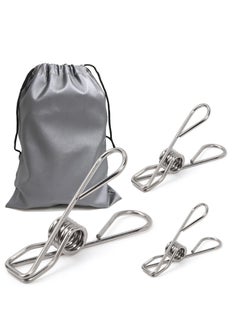 General 40 Pack Extra Large Clothes Pins Heavy Duty, 304 Stainless Steel Clothes Pins with Waterproof Bag, Metal Clothespins Assorted Size, 2.4/2.6/3.4 Inch  - Image 1