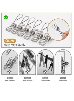 General 40 Pack Extra Large Clothes Pins Heavy Duty, 304 Stainless Steel Clothes Pins with Waterproof Bag, Metal Clothespins Assorted Size, 2.4/2.6/3.4 Inch  - Image 2