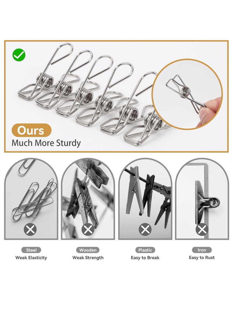 general 40 Pack Extra Large Clothes Pins Heavy Duty, 304 Stainless Steel Clothes Pins with Waterproof Bag, Metal Clothespins Assorted Size, 2.4/2.6/3.4 Inch  - Image 2