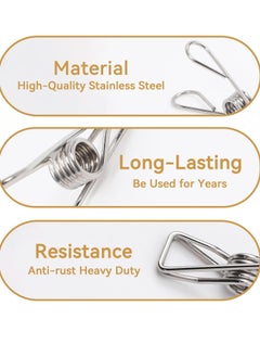General 40 Pack Extra Large Clothes Pins Heavy Duty, 304 Stainless Steel Clothes Pins with Waterproof Bag, Metal Clothespins Assorted Size, 2.4/2.6/3.4 Inch  - Image 4
