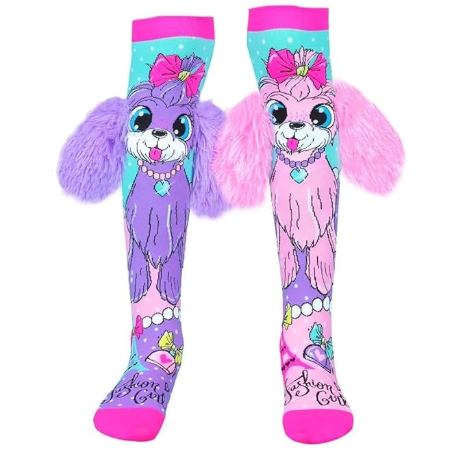 KRySt Girls' Knee-High Socks | 3D Printed Colorful Long Socks | Soft, Comfortable & Stretchy | Age 3–12 Years (1, Lady Dog) - Image 1
