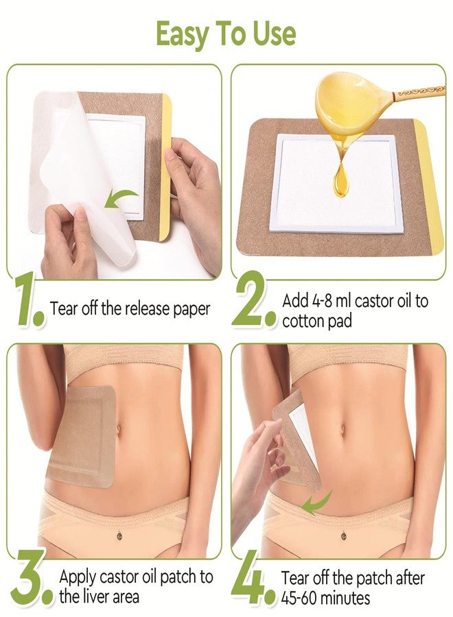 STFOCE 20pcs Castor Oil Pack Wrap, Portable Self-Adhesive, Disposable Castor Oil Pack Organic Cotton for Stomach, Liver, Belly & Entire Body, No Leaks, No Irritation, Stick Overnight (Kahaki) - Image 4