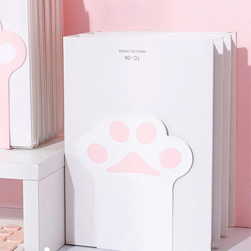 BESTonZON Cute Cat Paw Bookends 2pcs, Metal Desktop Book Holders for Study and Office, Decorative Non-Slip Book Stands for Bookshelf Organization - Image 4