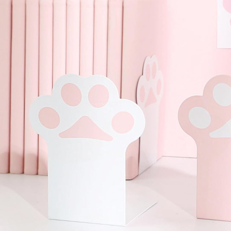 BESTonZON Cute Cat Paw Bookends 2pcs, Metal Desktop Book Holders for Study and Office, Decorative Non-Slip Book Stands for Bookshelf Organization - Image 3