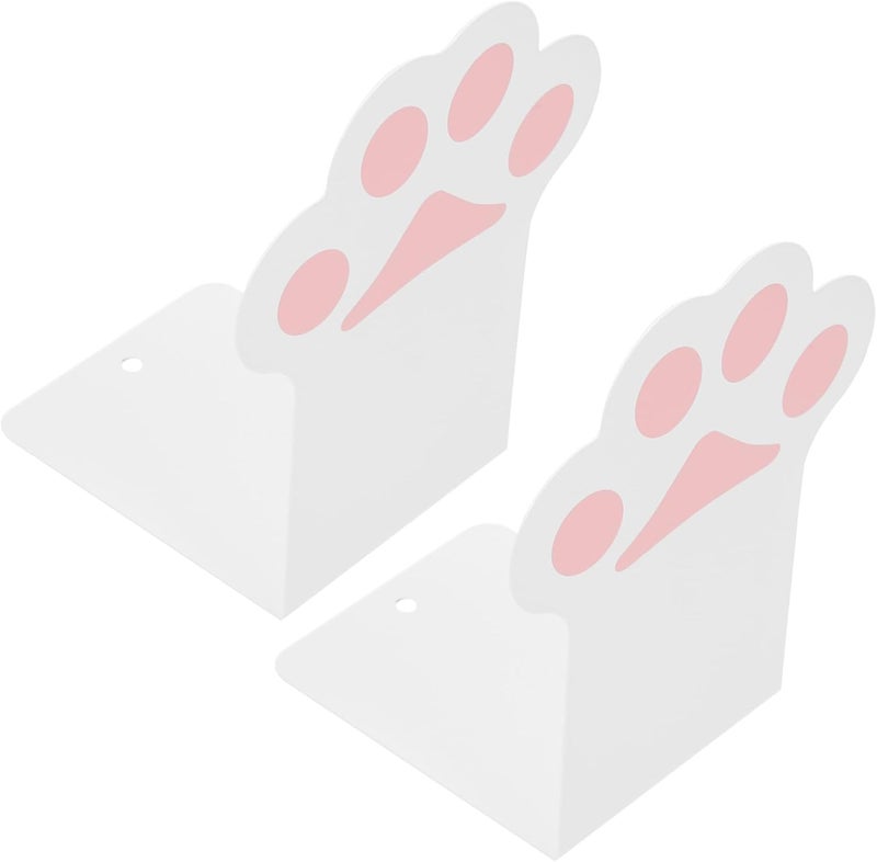 BESTonZON Cute Cat Paw Bookends 2pcs, Metal Desktop Book Holders for Study and Office, Decorative Non-Slip Book Stands for Bookshelf Organization - Image 1