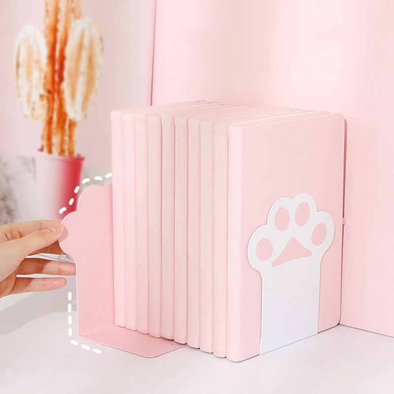BESTonZON Cute Cat Paw Bookends 2pcs, Metal Desktop Book Holders for Study and Office, Decorative Non-Slip Book Stands for Bookshelf Organization - Image 5