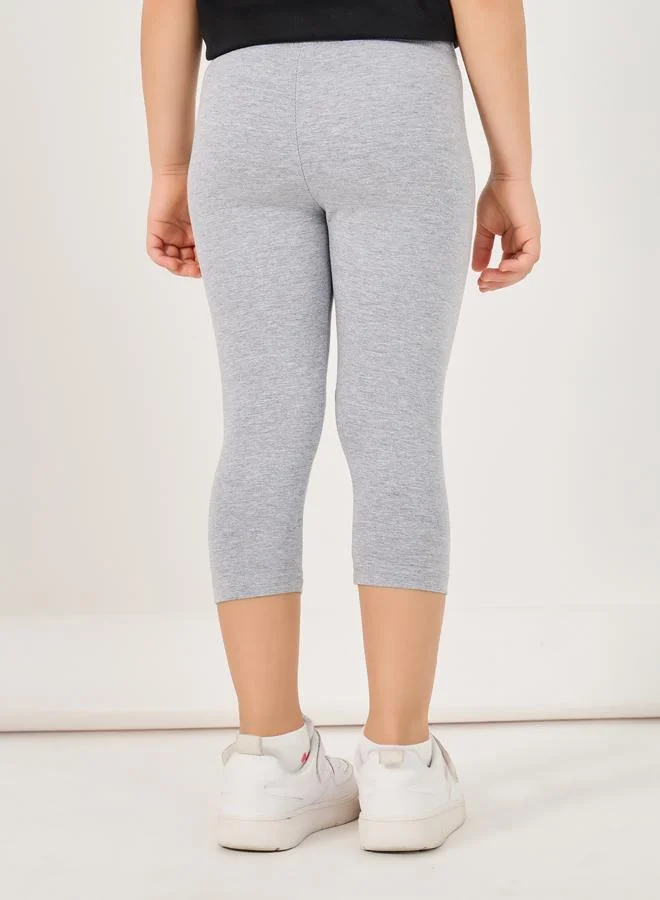 Styli Styli Solid Elastic Waistband Cotton Leggings