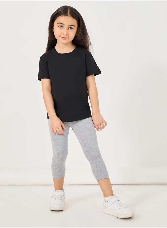 Styli Styli Solid Elastic Waistband Cotton Leggings