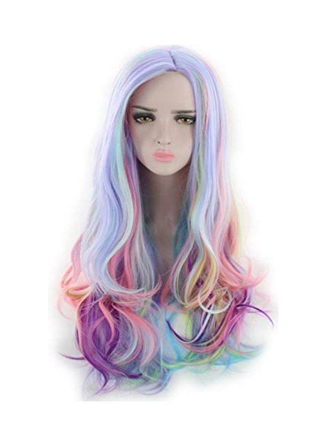 NIBEMINENT Long Wavy Cosplay Adjustable Wig With Cap Purple/Pink/Blue 27inch - Image 1