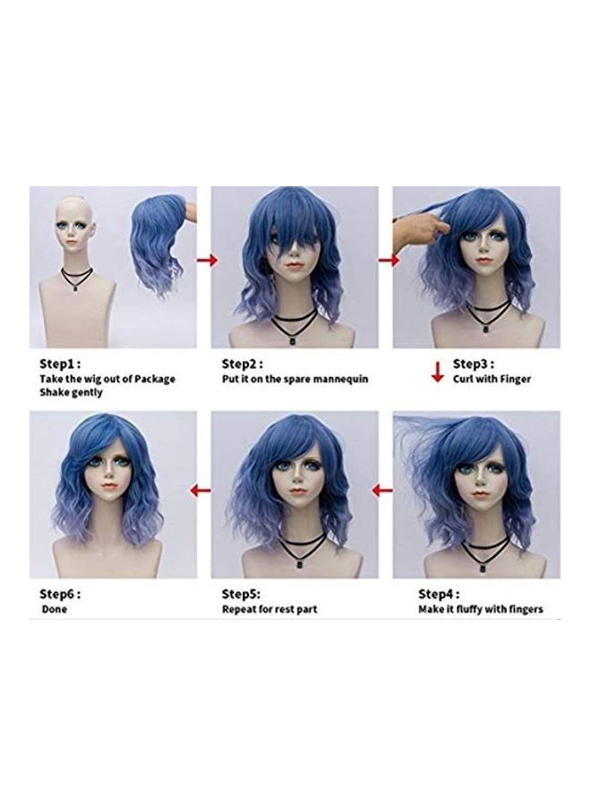 NIBEMINENT Long Wavy Cosplay Adjustable Wig With Cap Purple/Pink/Blue 27inch - Image 4