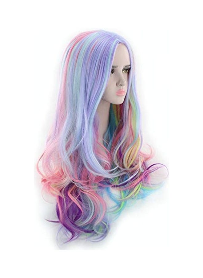 NIBEMINENT Long Wavy Cosplay Adjustable Wig With Cap Purple/Pink/Blue 27inch - Image 2