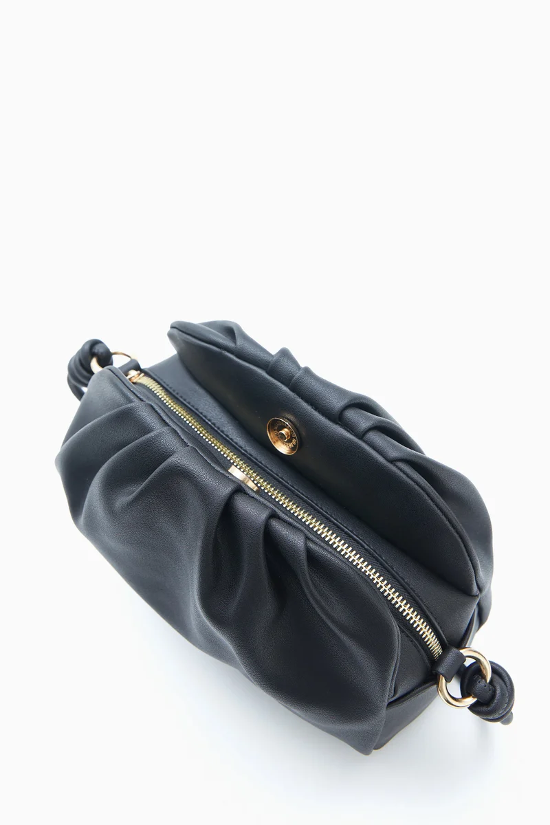 Wecre8 Black Ruched Shoulder Bag by WECRE8