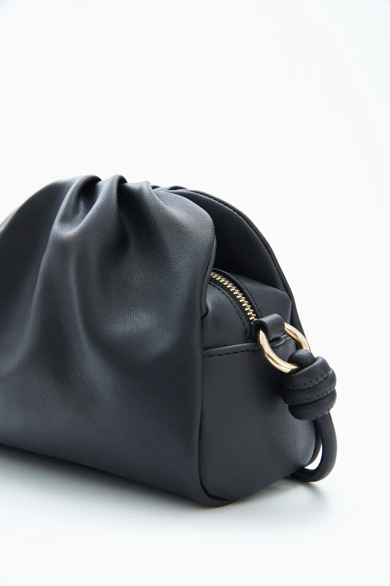 Wecre8 Black Ruched Shoulder Bag by WECRE8