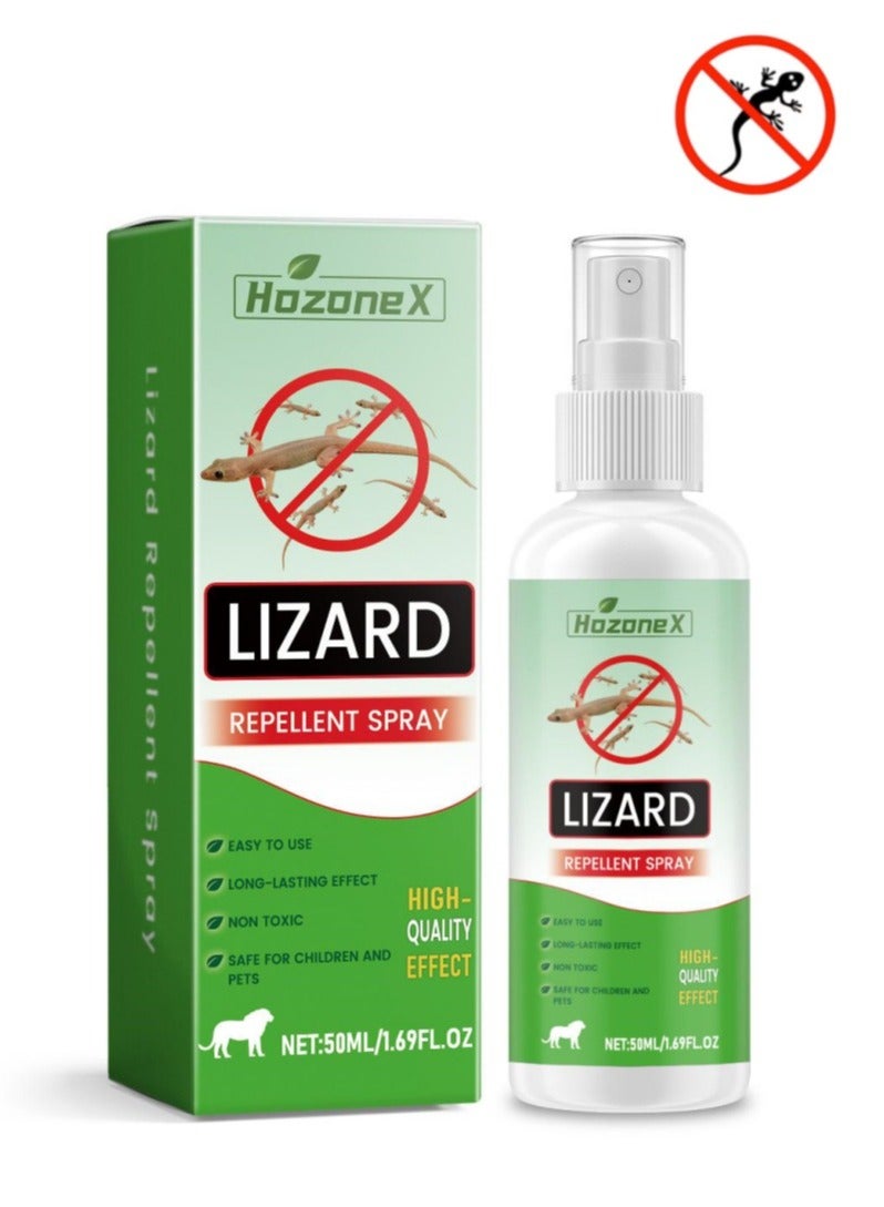 HOZONEX بخاخ طارد السحالي الطبيعي 50 مل - مكافحة الجيكو والآفات مع تركيبة طويلة الأمد | آمن وغير سام للمنزل/المطبخ | طارد متعدد الحشرات (العناكب، الصراصير، النمل) وتطبيق سهل لبخاخ طارد الجيكو وقاتل السحالي والزواحف - Image 1