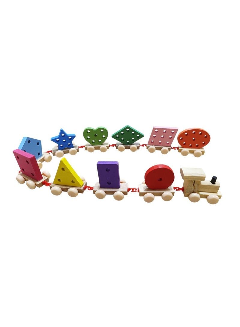 wooden shape train toy for children. - Image 1