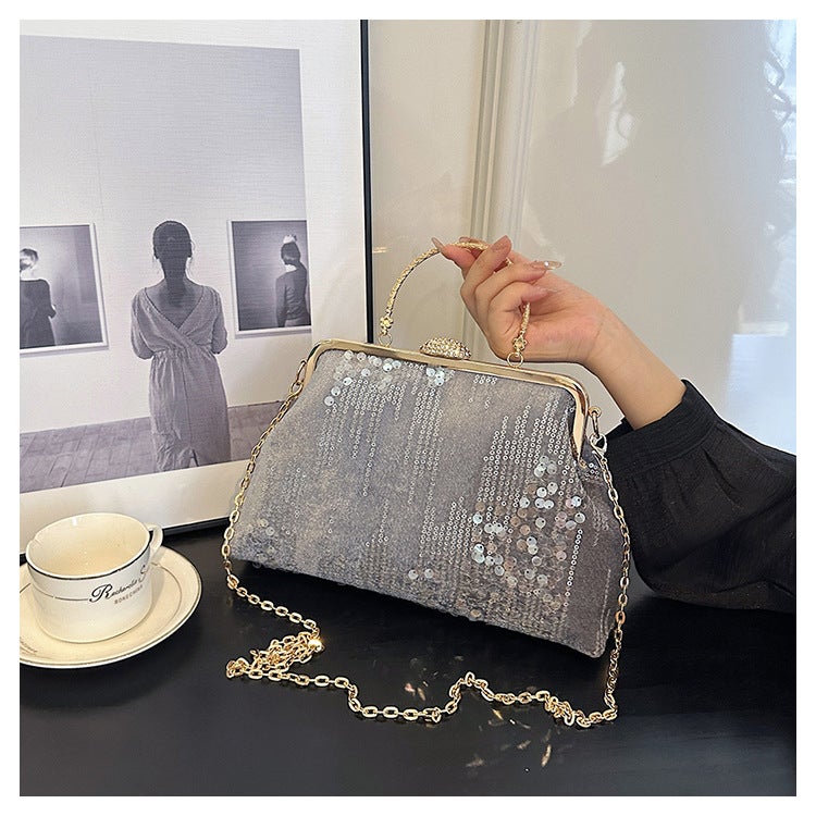 Sequined Women'S Bag Evening Bag 2023 New Hard Handle Handbag Korean Fashion All-Match Shoulder Messenger Bag - Image 1