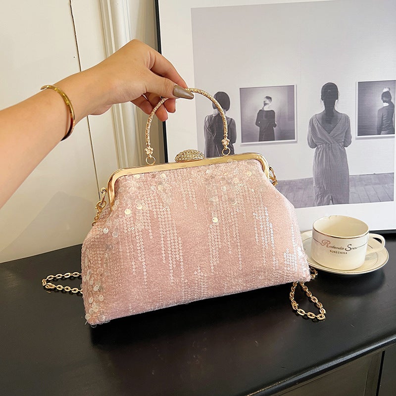 Sequined Women'S Bag Evening Bag 2023 New Hard Handle Handbag Korean Fashion All-Match Shoulder Messenger Bag - Image 3