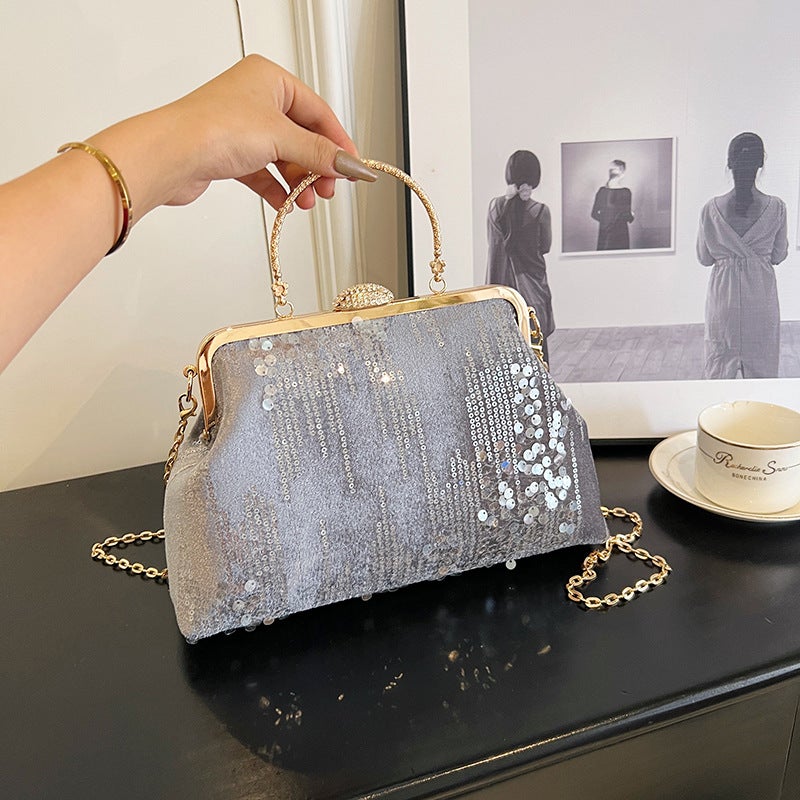 Sequined Women'S Bag Evening Bag 2023 New Hard Handle Handbag Korean Fashion All-Match Shoulder Messenger Bag - Image 4