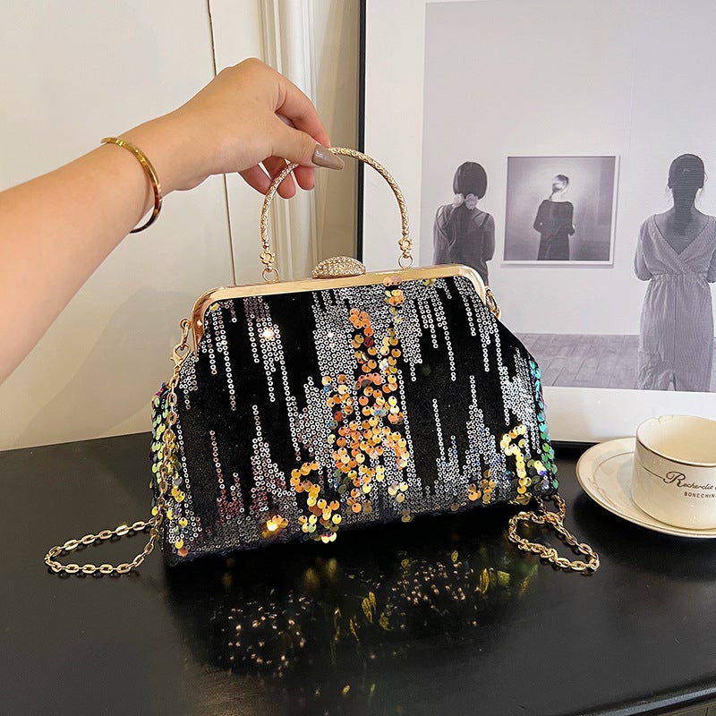 Sequined Women'S Bag Evening Bag 2023 New Hard Handle Handbag Korean Fashion All-Match Shoulder Messenger Bag - Image 2