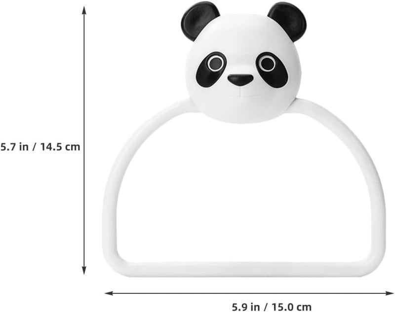 Abaodam 2pcs Cartoon Animal Towel Ring Wall-Mounted Holders, No Punching Self-Adhesive Bathroom Towel Rack Set Panda and Puppy Design for Kitchen and Bath - Image 2