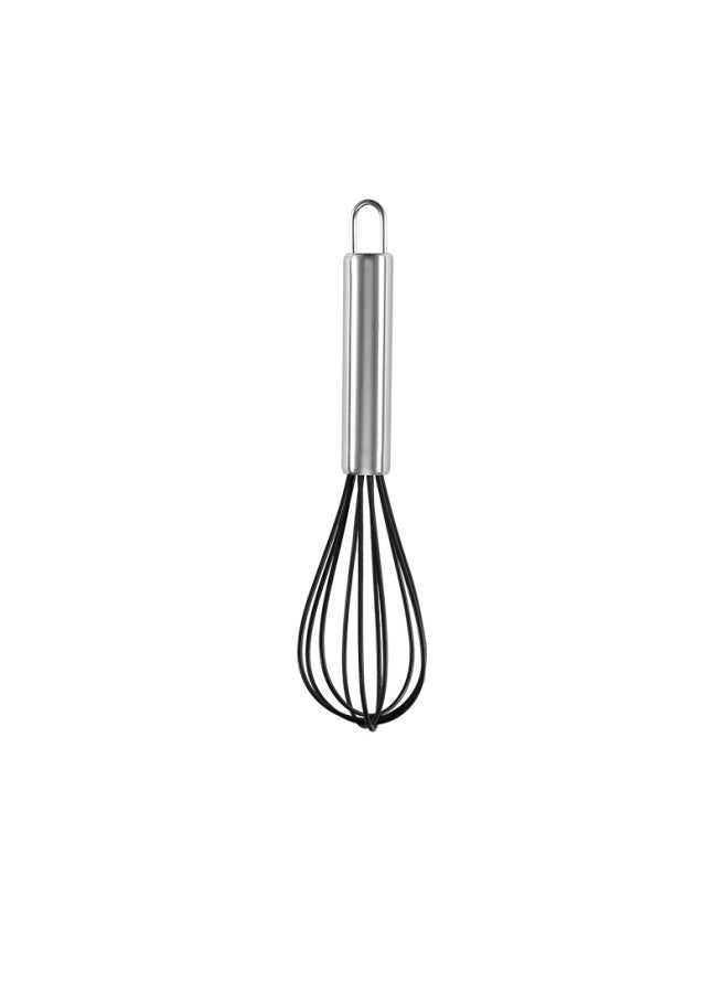 Manual Stainless Steel Silicone Egg Beater Cake Cream Whisk Handheld Mixer Baking Tool Stirring Tool Kitchen Utensils-Color:8 Inch Black - Image 1