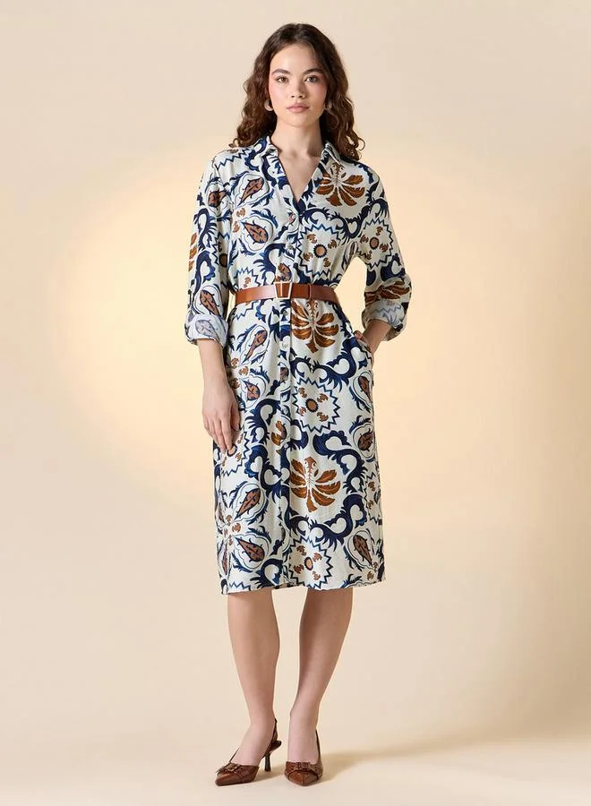 Lee Cooper Lee Cooper All-Over Print Shirt Dress with Pockets